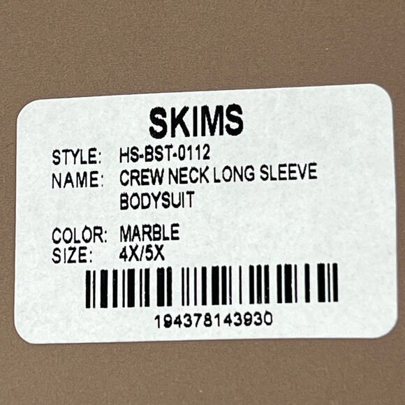 SKIMS Essential Crew Neck Long Sleeve‎ Bodysuit Marble 4X/5X - Picture 11 of 13